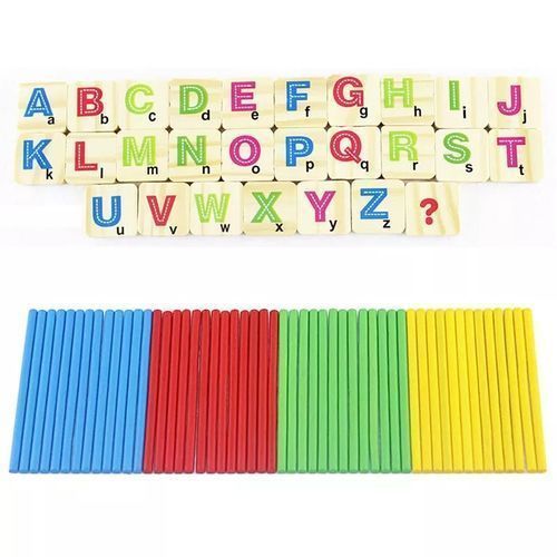 Montessori Wooden Counting Sticks With Alphabet Letters & Arithmetic Symbols