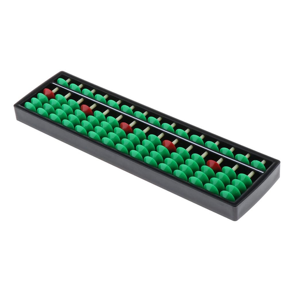 Chinese Plastic 15 Rods Abacus Soroban Blue Math Calculating Green