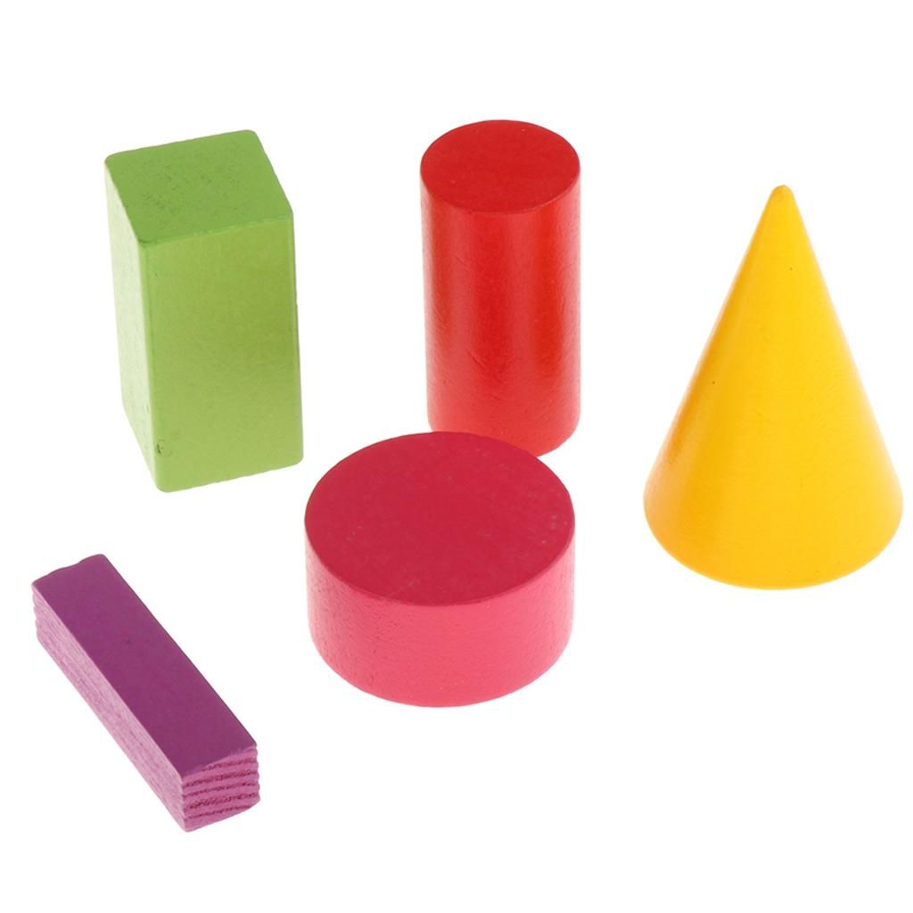 16 Pack 3D Geometric Solids Wooden Math Toys School Supply