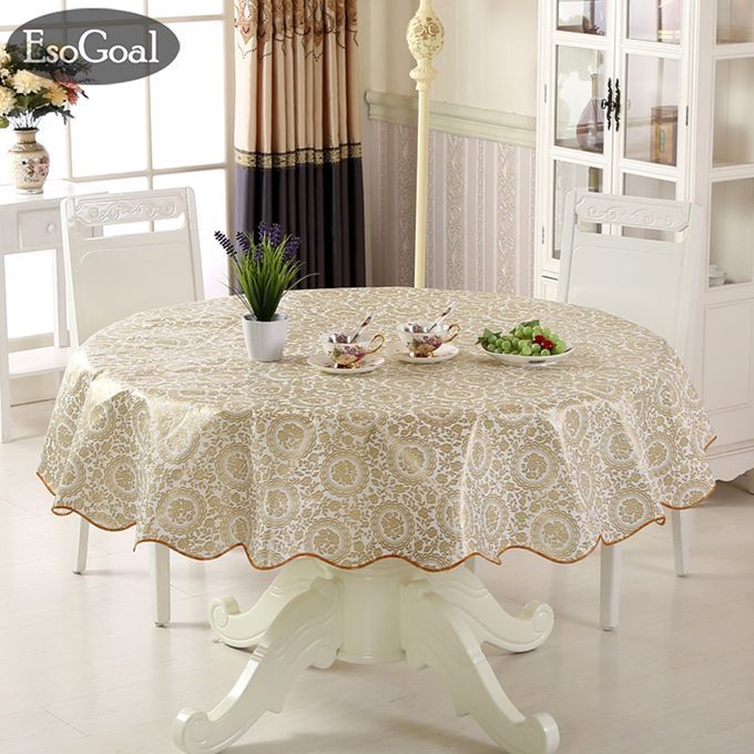 EsoGoal Table Cloths Round PVC Floral Printed Pastoral Style