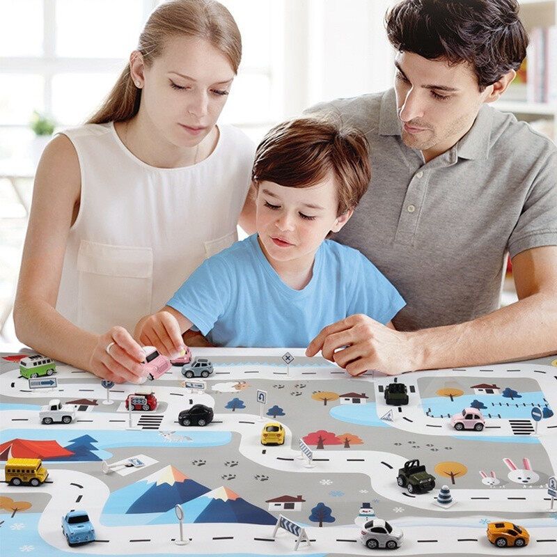 Blanket Toy Nordic Game Mat Baby Room Carpet Kid's Traffic Parking Lot Map Rug Road Sign Alloy Model Cars Outdoor Playing Mat
