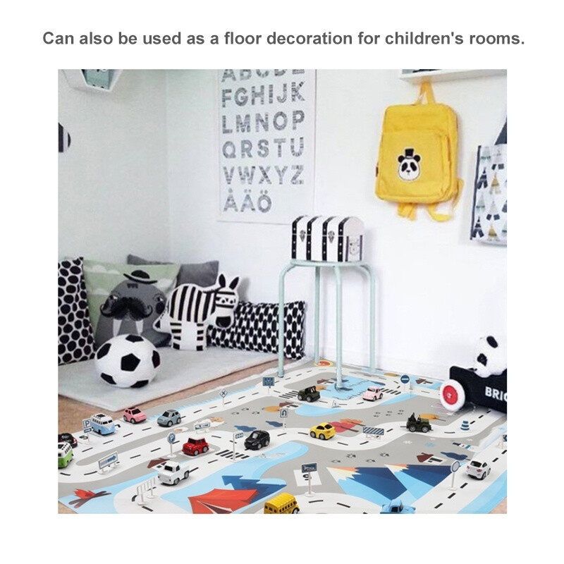 Blanket Toy Nordic Game Mat Baby Room Carpet Kid's Traffic Parking Lot Map Rug Road Sign Alloy Model Cars Outdoor Playing Mat
