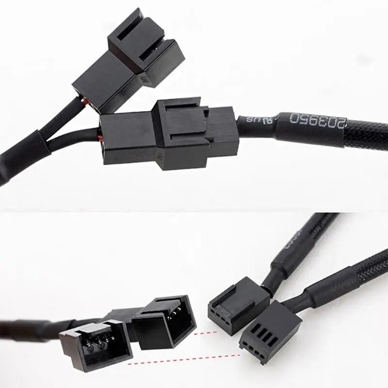 CB-Y4P 4Pin PWM Y Splitter Fan Cable 1x4pin to 2x4pin Expansion Cable Adapter PC Computer Accessories 110 mm ABS Adapter Cable