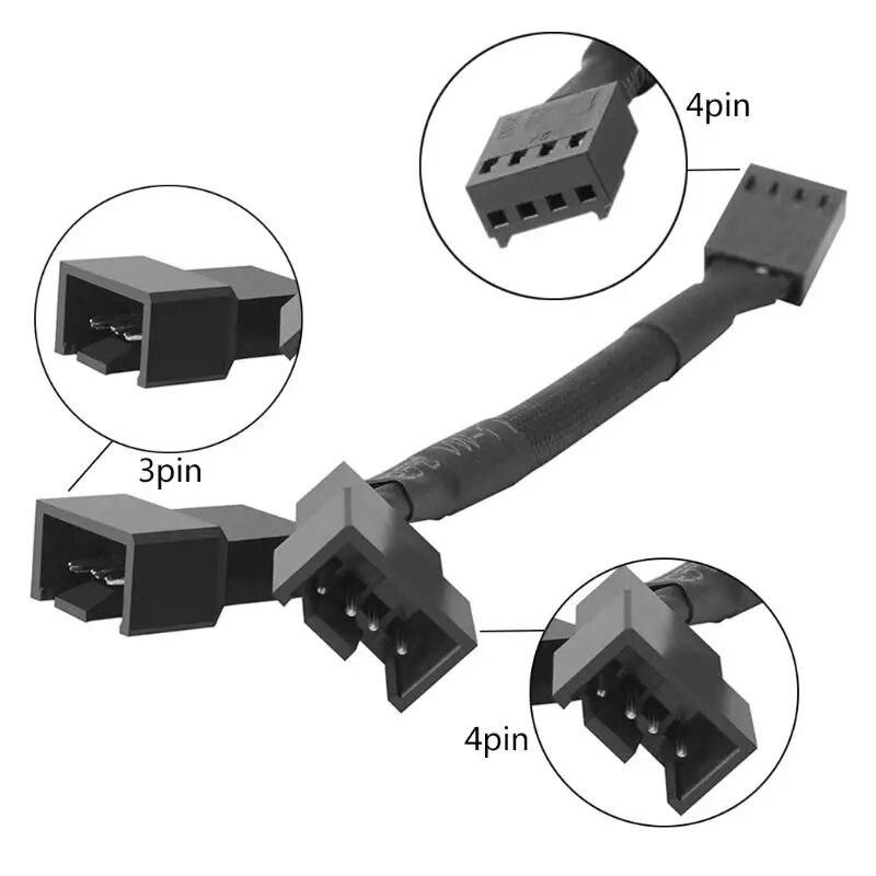 CB-Y4P 4Pin PWM Y Splitter Fan Cable 1x4pin to 2x4pin Expansion Cable Adapter PC Computer Accessories 110 mm ABS Adapter Cable