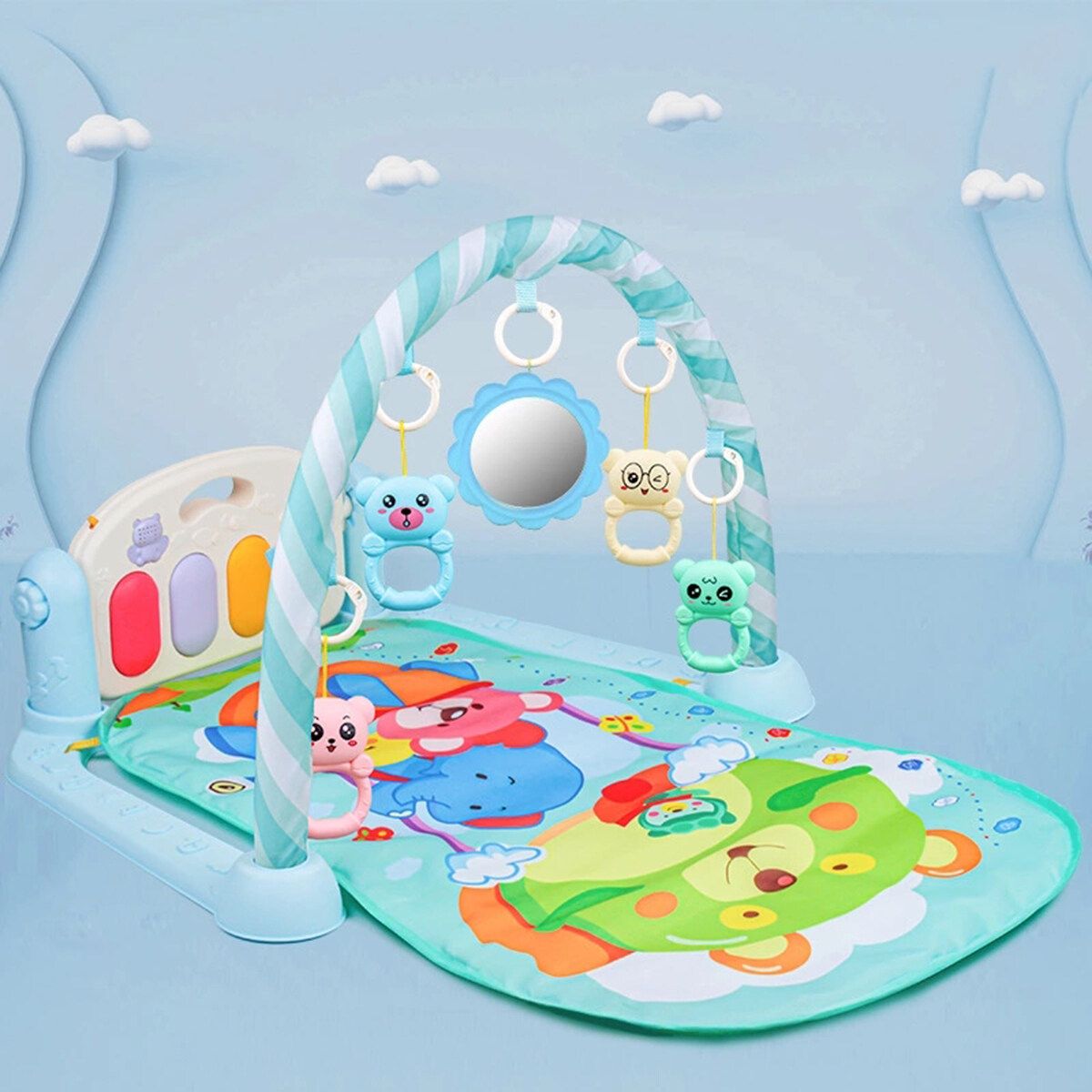 Baby Mat Lay And Kids Gym Fitness Music Fun Piano Boys Girls Blue