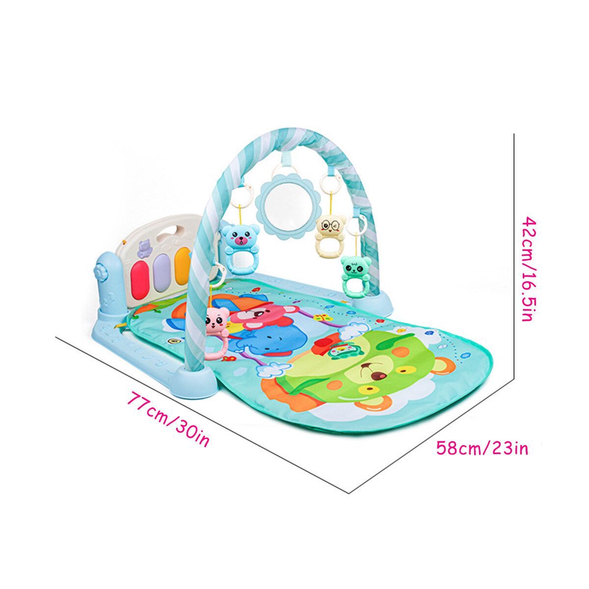 Baby Mat Lay And Kids Gym Fitness Music Fun Piano Boys Girls Blue