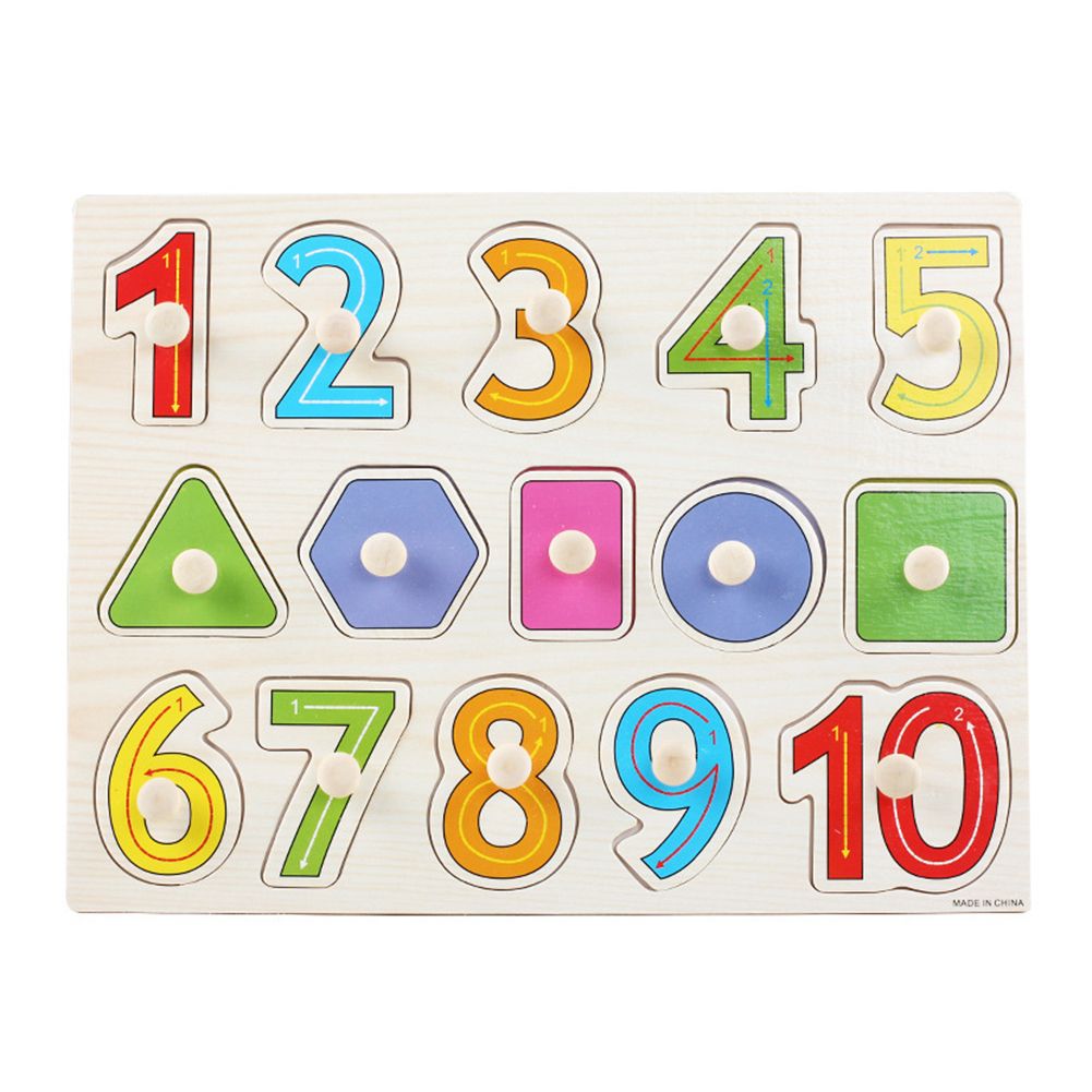 Cartoon Alphabet Number Animal Shape Pairing Puzzle Board-