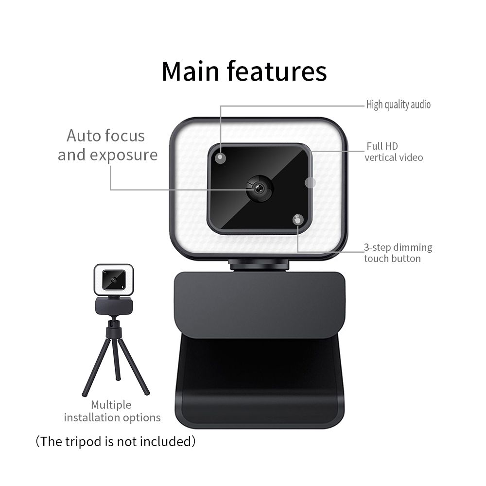 4K USB Webcam Wide Angle Auto Focus 3-level Brightness