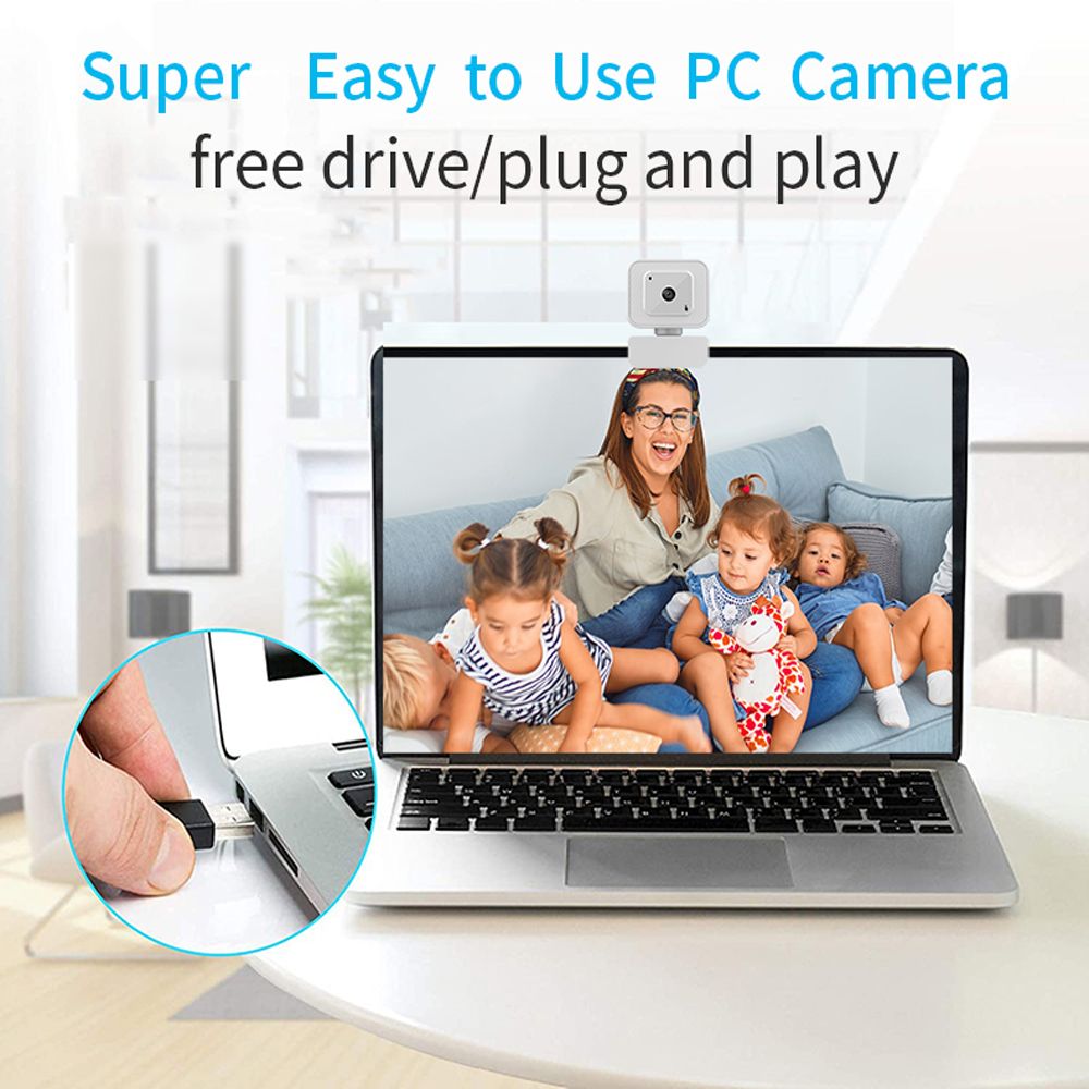 4K USB Webcam Wide Angle Auto Focus 3-level Brightness