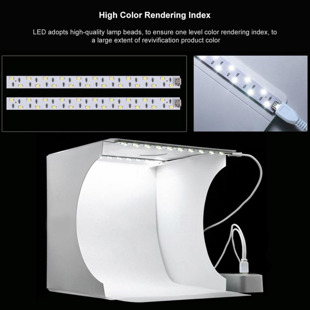 PULUZ Dual Light Lightbox Mini 40Pcs LED Light Room foliding Photography Lighting Softbox Tent Photobooth Backdrop USB Cube Box Photo Studio Light Box