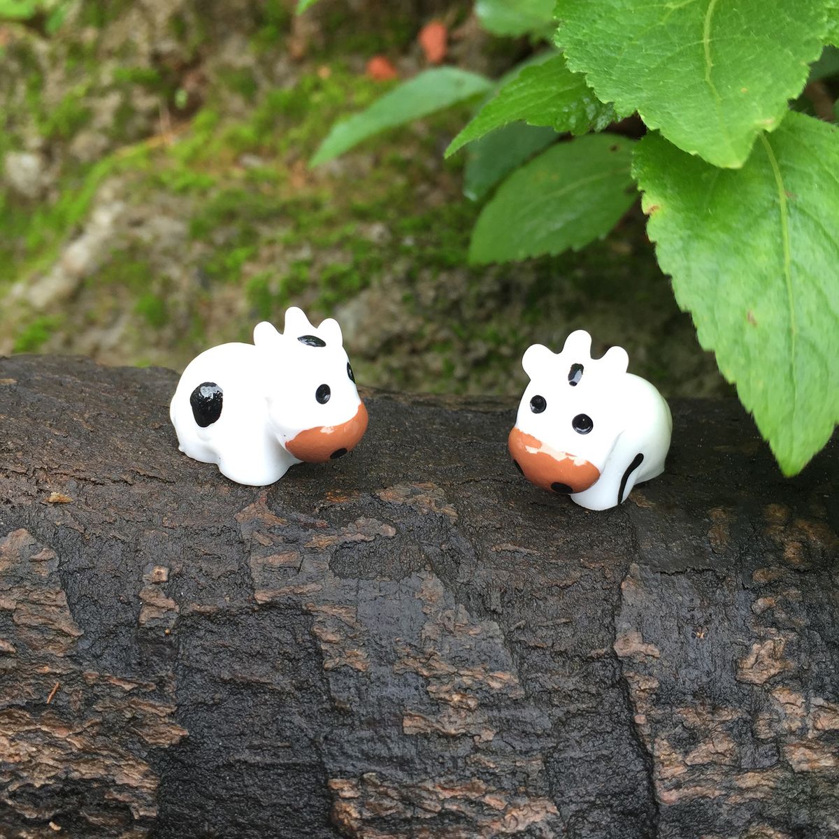 2Pcs Cute Cow Animal Figurines DIY Miniature Bonsai Fairy Garden Ornament Decor