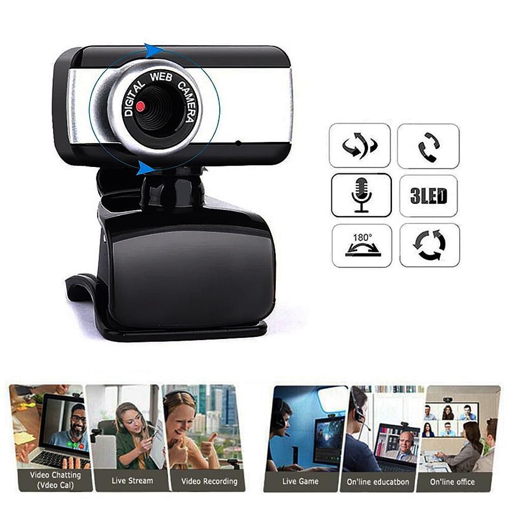 USB Computer Camera 480P Manual Focus Web Camera Drive-free Webcam with External Microphone for Video Chat Online Conference