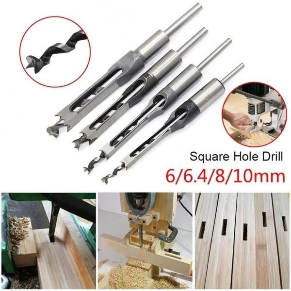 Square Hole Drill Bit Auger Trimming Drill Desire Chisel Woodworking Tool Lengthened Woodworking Square Hole Drilling Powerful