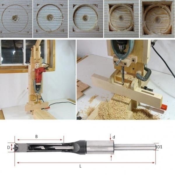 Square Hole Drill Bit Auger Trimming Drill Desire Chisel Woodworking Tool Lengthened Woodworking Square Hole Drilling Powerful