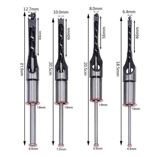 Square Hole Drill Bit Auger Trimming Drill Desire Chisel Woodworking Tool Lengthened Woodworking Square Hole Drilling Powerful