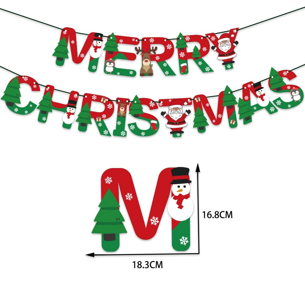 Merry Christmas Balloons Santa Elk Party Tree Paper Banner