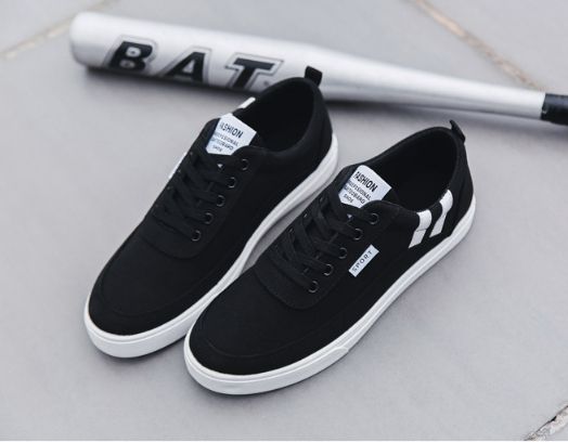 Canvas Shoes Trendy Anti Slip Breathable Sneaker For Men Flats - Black
