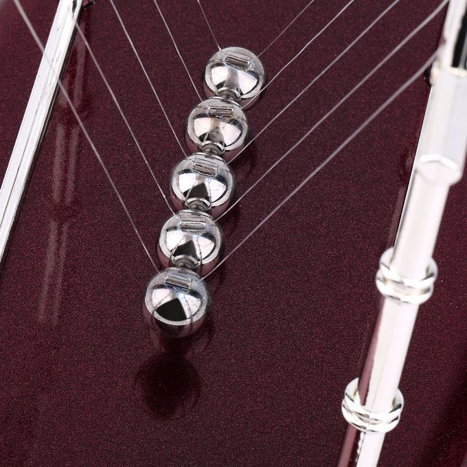 DM Hot Newton's Cradle Steel Balance Ball Physics Science Pendulum Desktop Gift-Deep Red