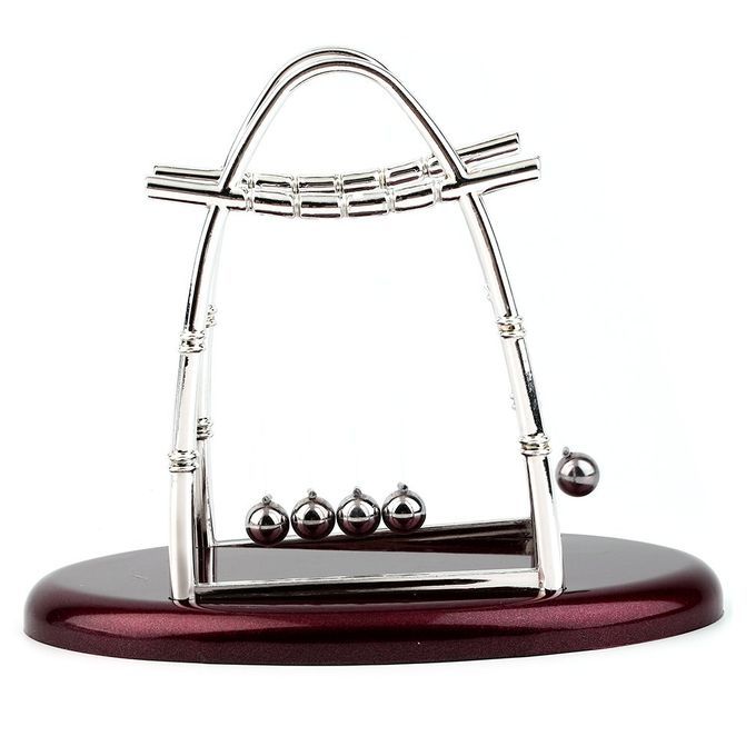 DM Hot Newton's Cradle Steel Balance Ball Physics Science Pendulum Desktop Gift-Deep Red