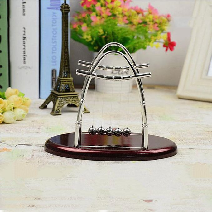 DM Hot Newton's Cradle Steel Balance Ball Physics Science Pendulum Desktop Gift-Deep Red