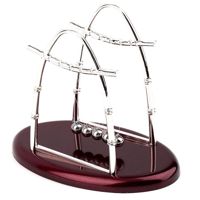 DM Hot Newton's Cradle Steel Balance Ball Physics Science Pendulum Desktop Gift-Deep Red