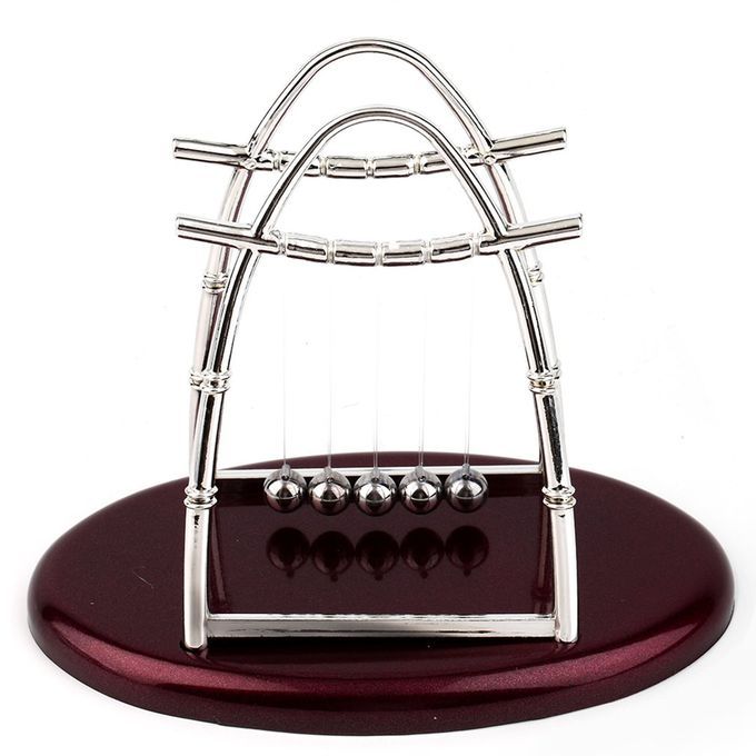 DM Hot Newton's Cradle Steel Balance Ball Physics Science Pendulum Desktop Gift-Deep Red
