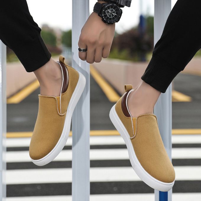 Men's Korean Style Casual Shoes-Brown