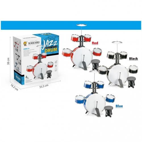 Unisex Children Jazz Drum Set With Seat For Kids