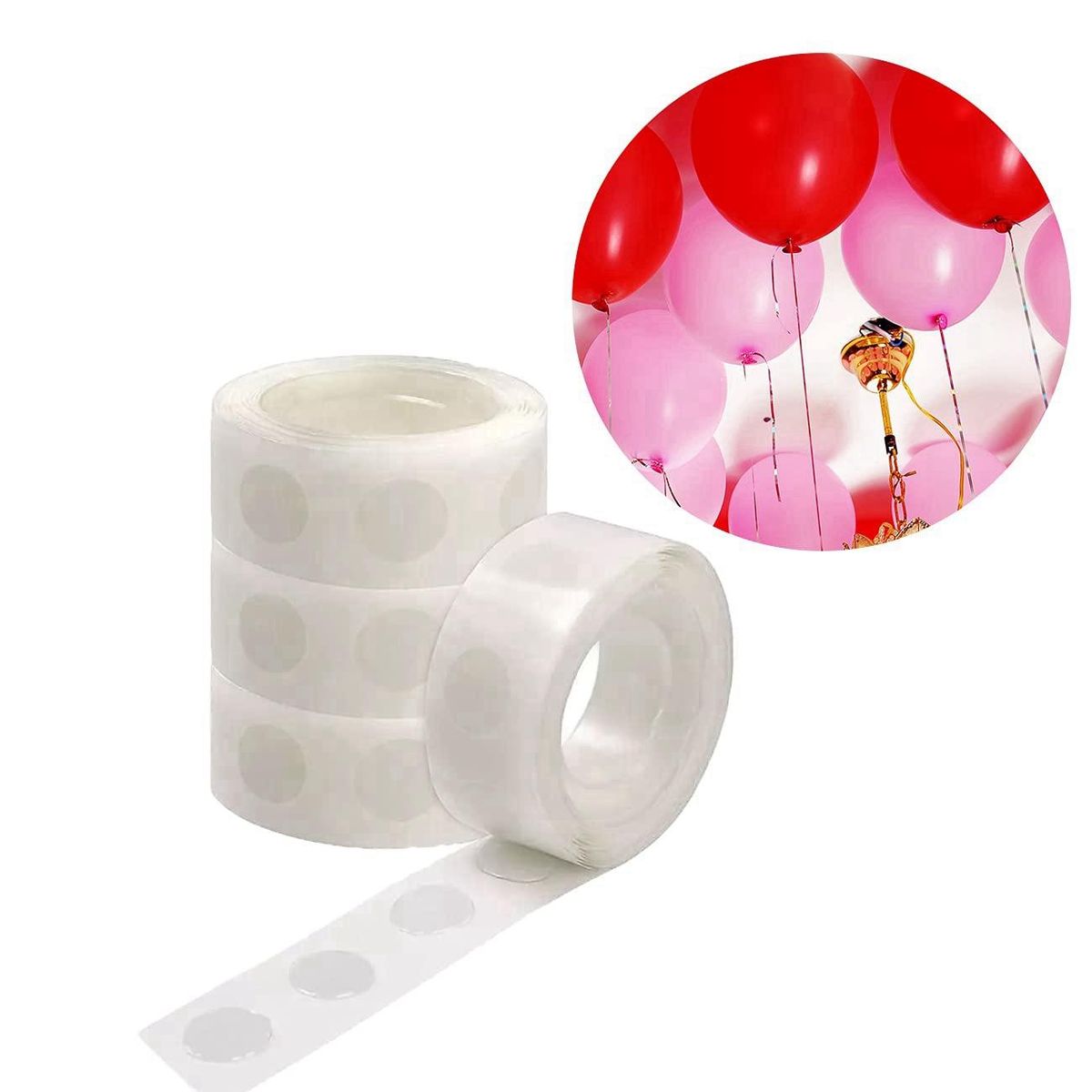 4 Rolls Glue Point Balloon Glue Removable Adhesive Dots Double Sided Dots of Glue Tape for Balloons for Party Decoration