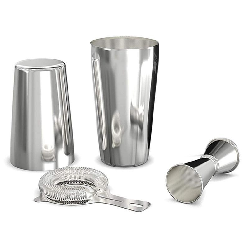Shaker Set Professional Boston Shaker Strainer and Jigger Set 4 Piece Premium Stainless Steel Bar Supplies for Mixing Experience