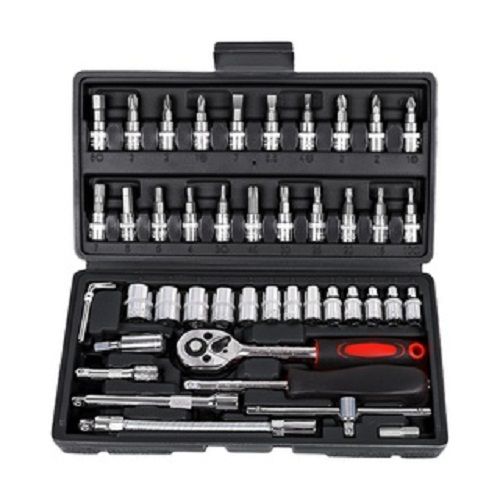 High Quality CRV Socket Wrench Tool Set For Home & Auto Repair 46 Pieces (1/4