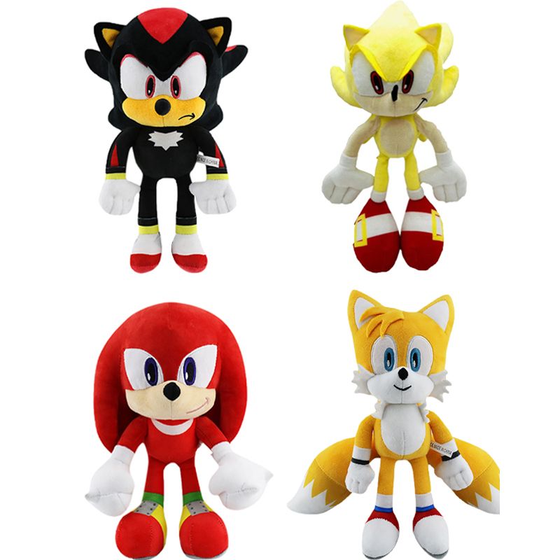 30cm Sonic Anime Game Plush Soft Toys Black Shadow Amy Rose Knuckles Tails Cartoon Toy Soft Stuffed Plush Dolls Gift For Kids(#Light Yellow)