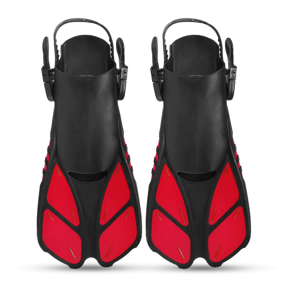 Adjustable Large Snorkeling Swim Training Fin Adult Butterfly Foot Flippers Red L / XL