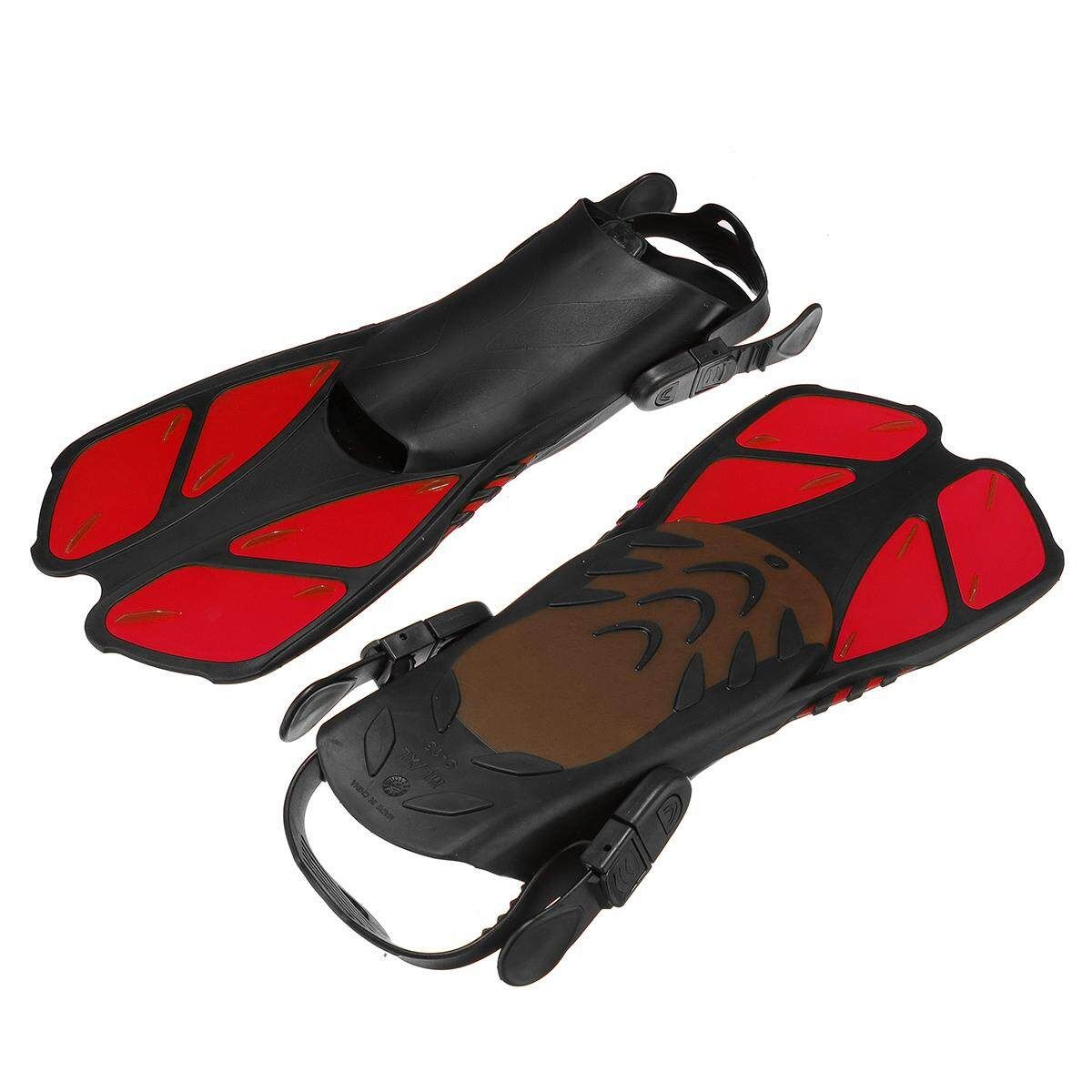 Adjustable Large Snorkeling Swim Training Fin Adult Butterfly Foot Flippers Red L / XL
