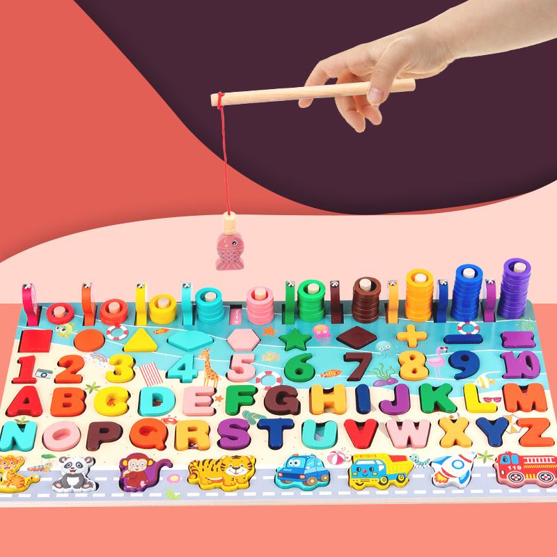 Children #39;s Wooden Toys Baby Cognitive Number Alphabet