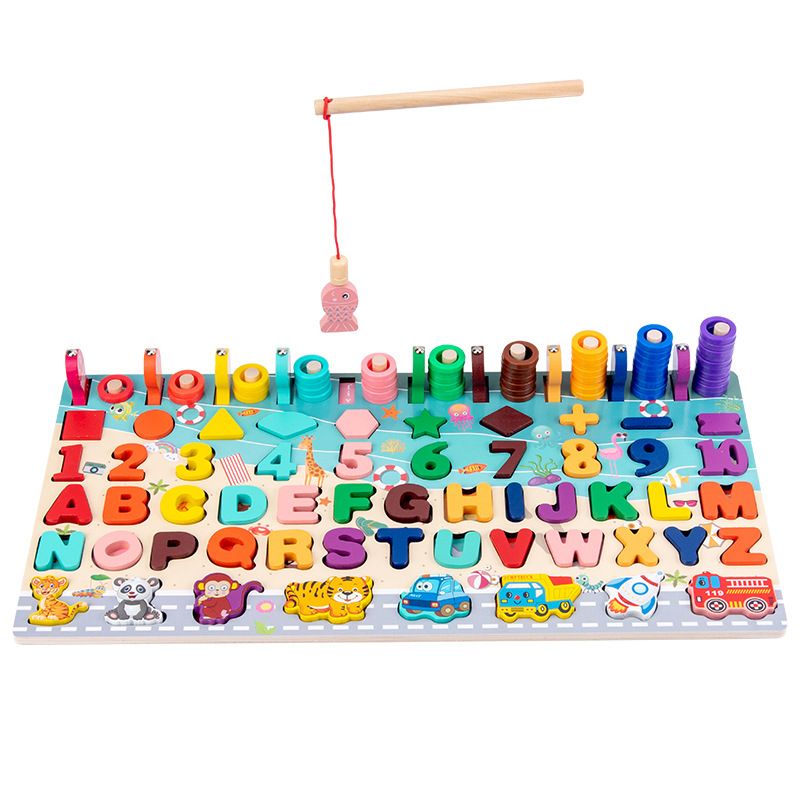 Children #39;s Wooden Toys Baby Cognitive Number Alphabet