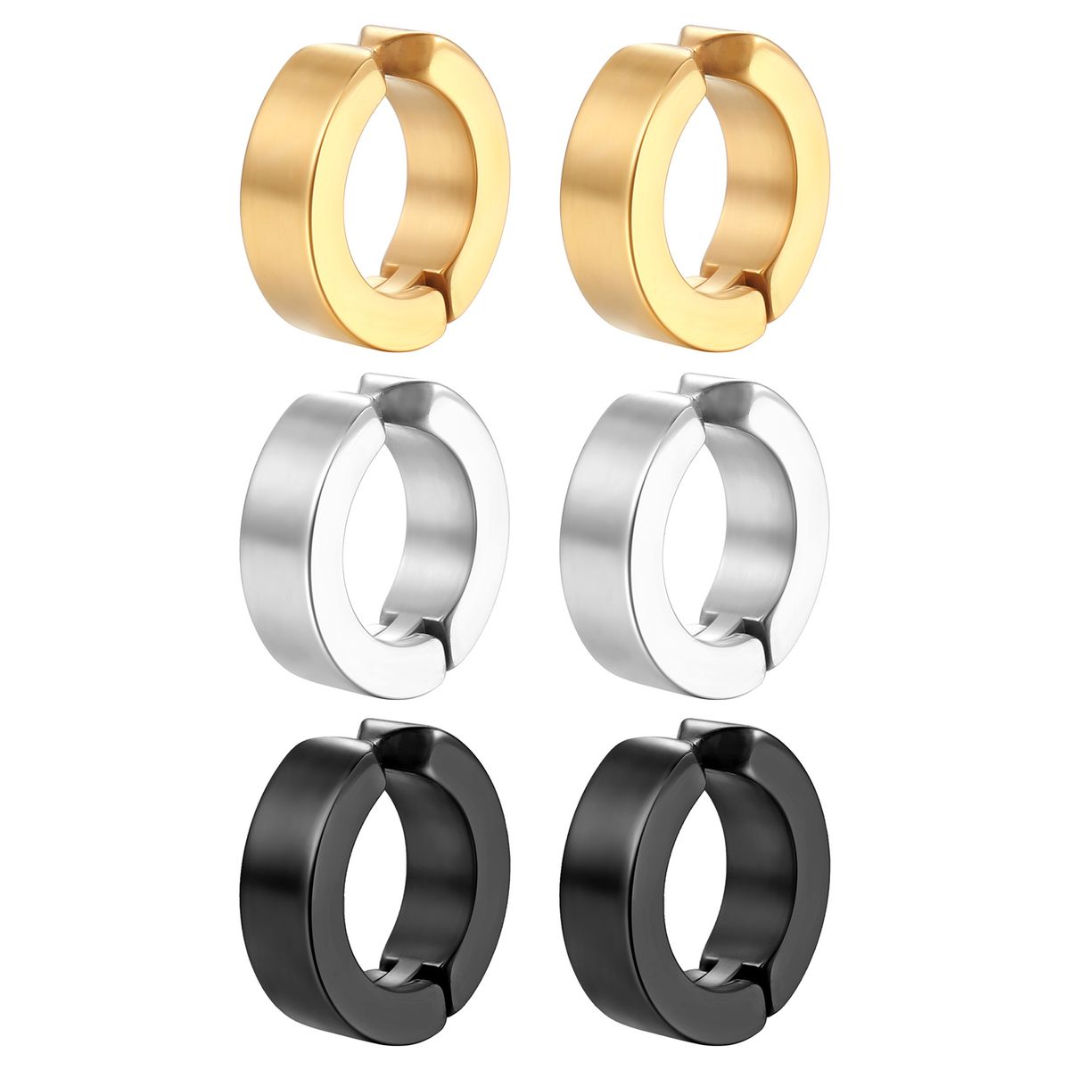 6 Pcs Classy Silver Gold Black Stainless Steel  Ear Clips