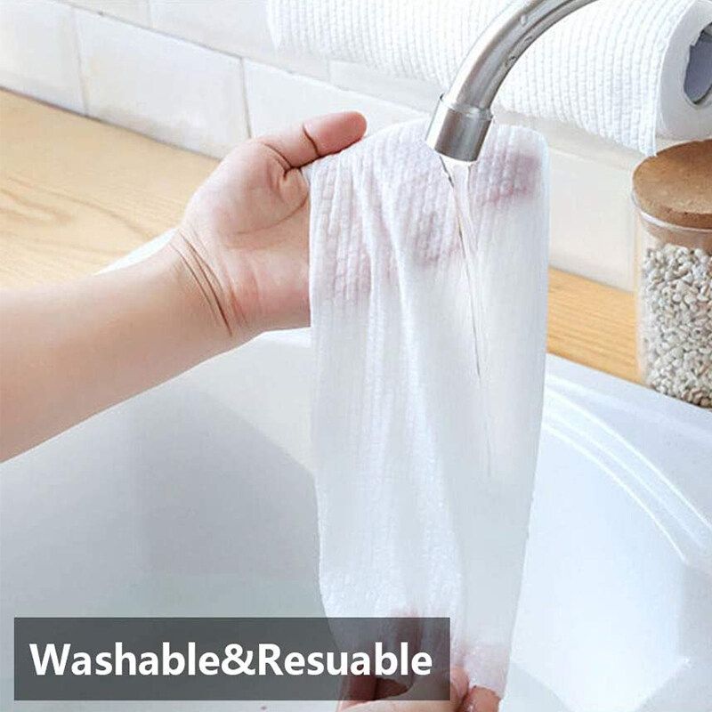 50 Sheets Non-woven Cloth Sackcloth Lazy Rag Dry And Wet Kitchen Paper Towel Roll Paper Absorbent Oil And Water Absorption Clean Stove/ Tableware/ Wok White