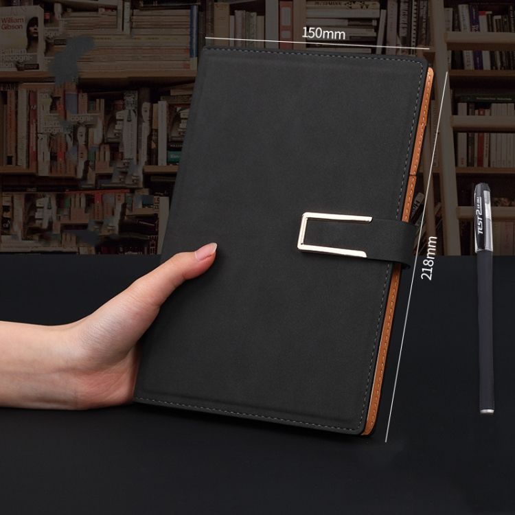 Office Notepad Black A5 Sheepskin Buckle