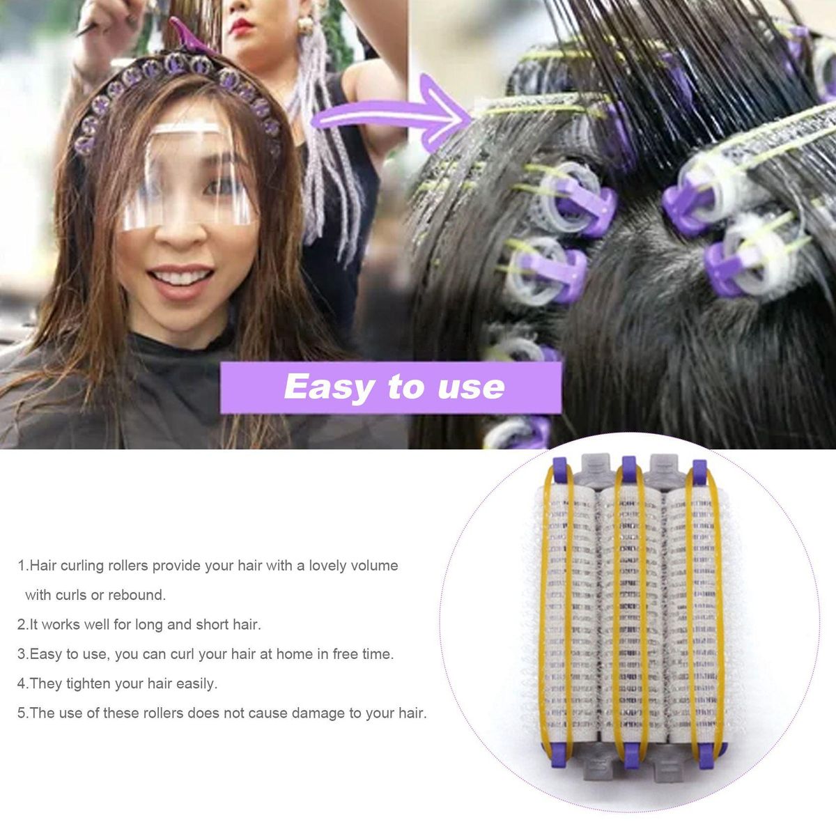 Big Size 24Pcs/Set Salon Nylon Hook & Loop Hair Rollers Set