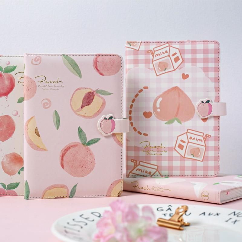 Colorful Blank Journal Lovely Peach Notebook Sketchbook Agenda Diary Note Book for Women Girl Gift, 192 Pages C