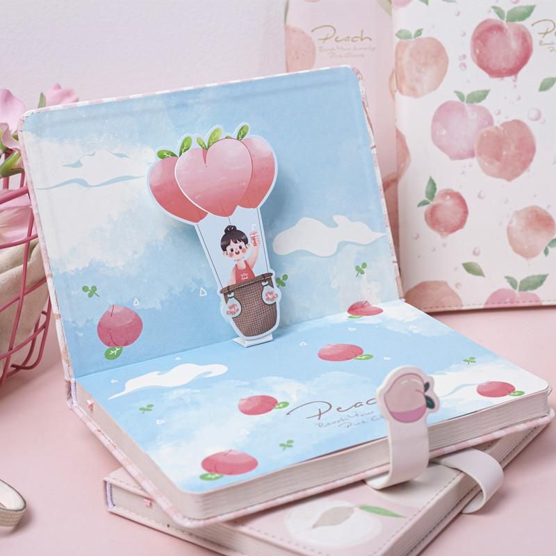 Colorful Blank Journal Lovely Peach Notebook Sketchbook Agenda Diary Note Book for Women Girl Gift, 192 Pages C