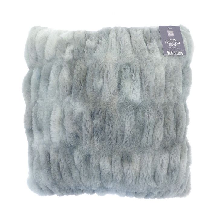 Faux Fur Filled Cushion - Grey