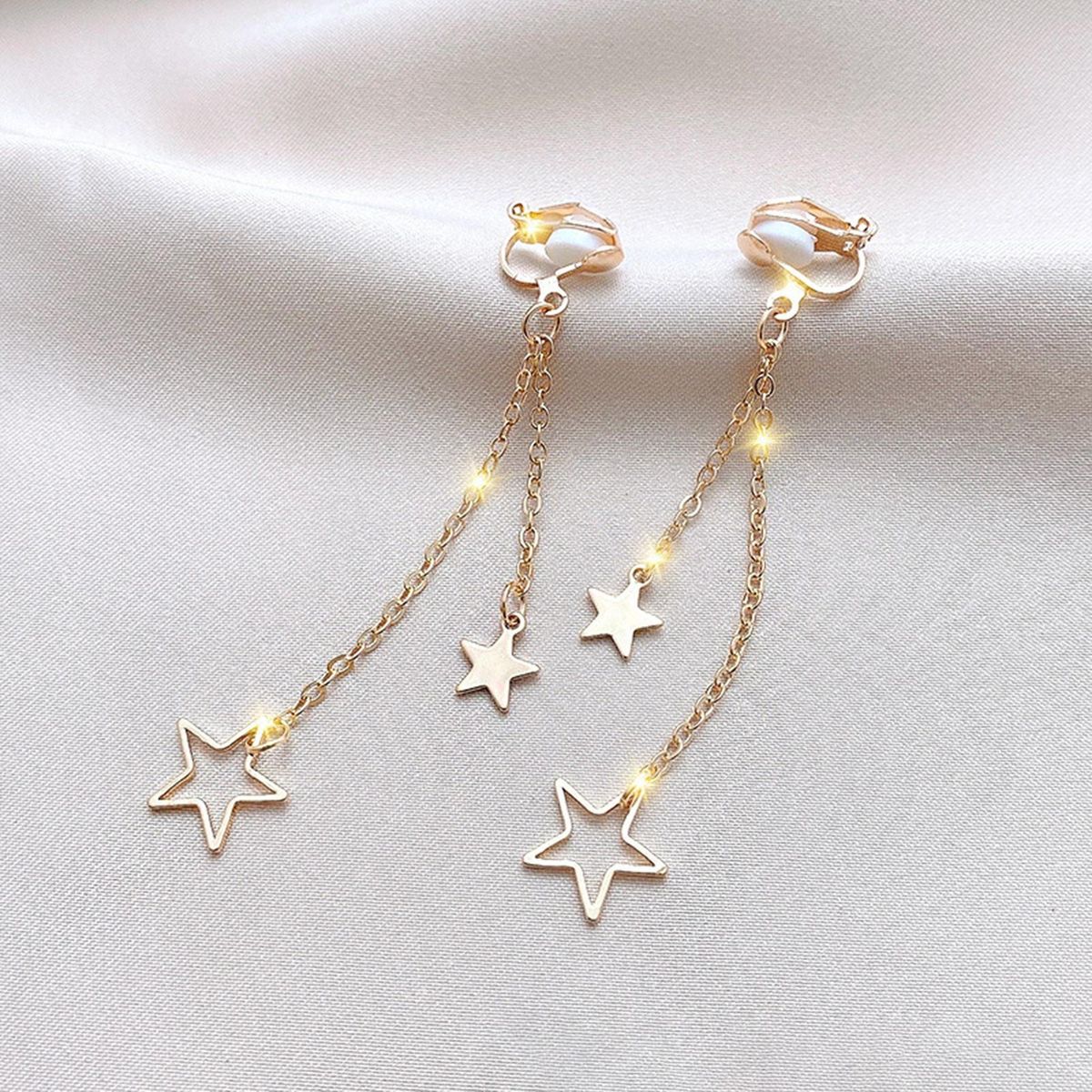 1 Pair Clip Earrings Bow Tassels Jewelry Non-piercing