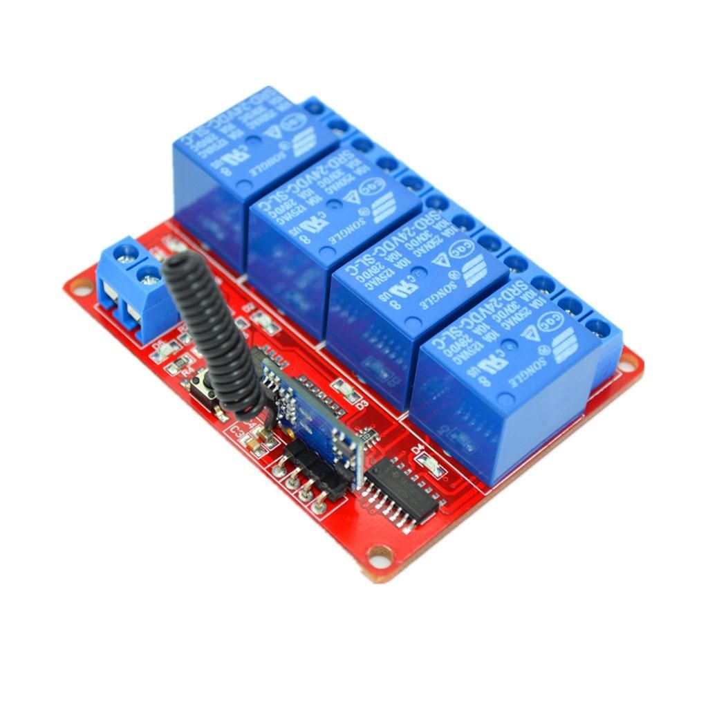 24V 4 CH Relay RF Remote Control Smart Switch Transmitter+Receiver