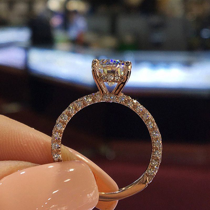 New Flash Diamond Engagement Ring/Gift For Girlfriend Wife Lover Fiancee-Gold