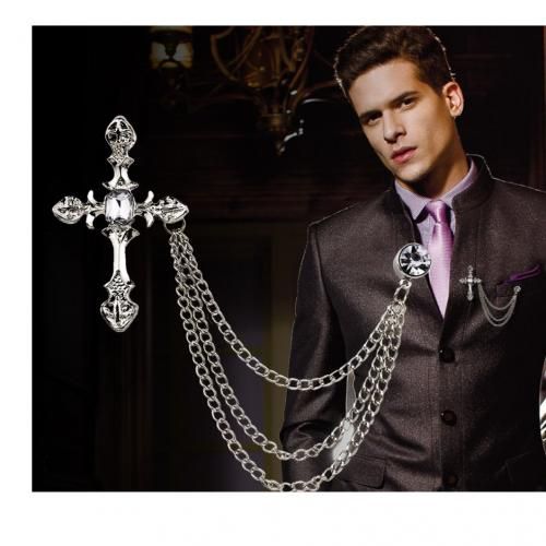 Solid Silver Cross Brooch