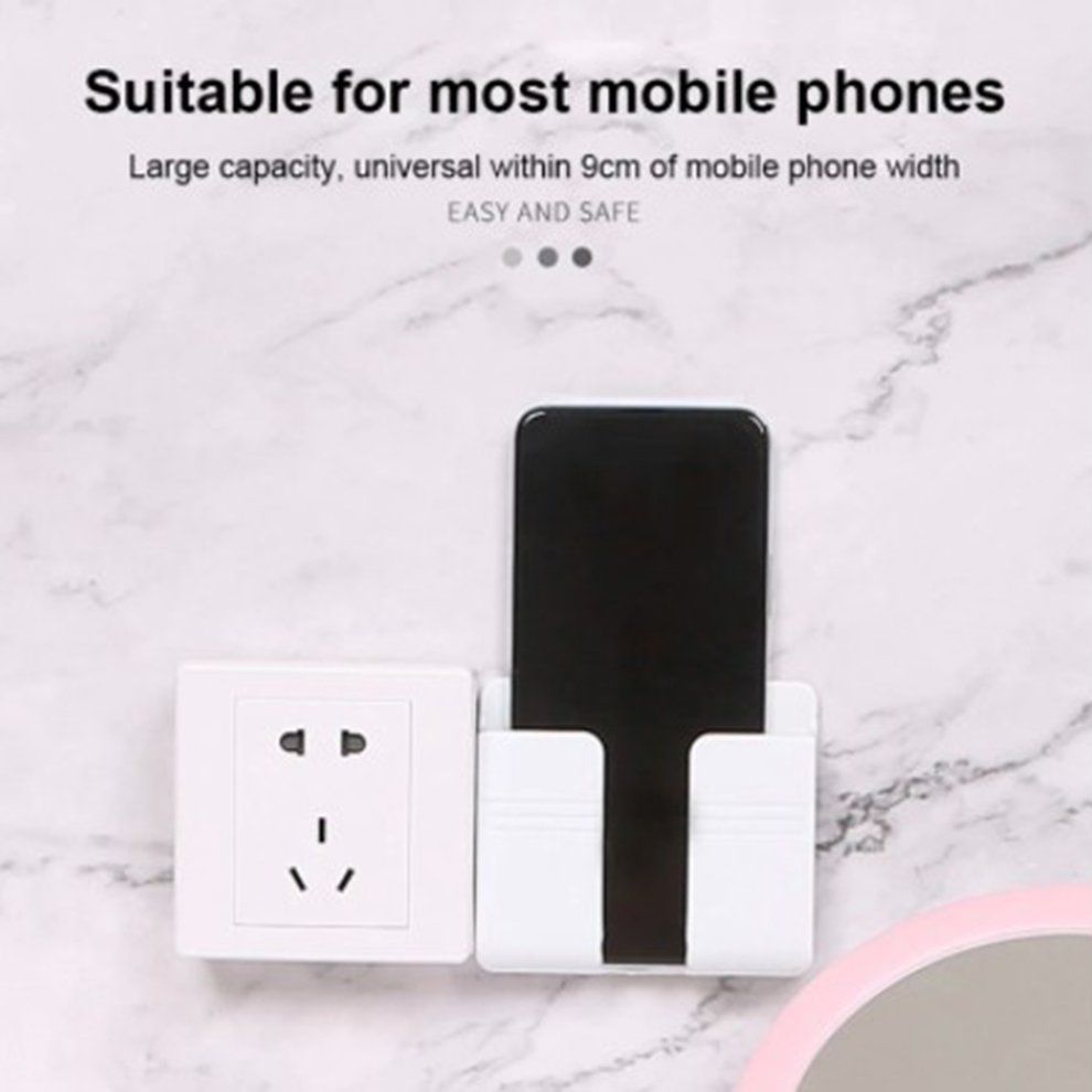 Wall Mount Stand Phone So Ket Phone  Harging Holder Bra Ket Mounted Organizer-white-99*86*28mm