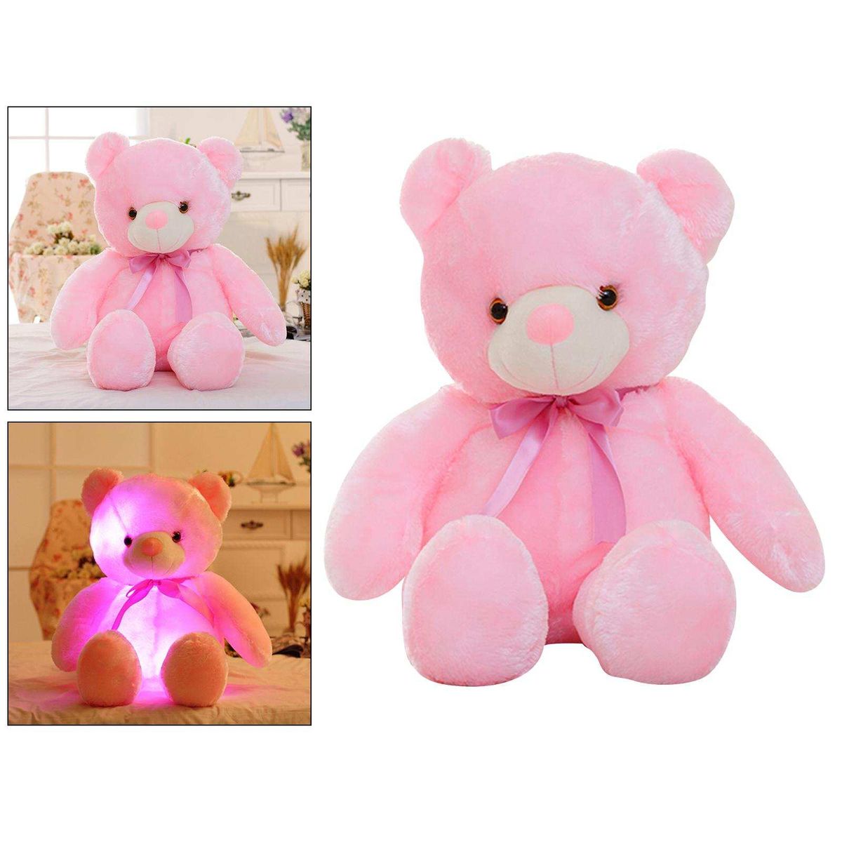 Teddy Bear Stuffed Animal Big Pink Light Up Led Pink-30cm