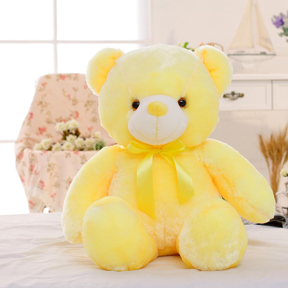 Creative Teddy Bear Plush Toy Light Up LED Glowing Teddy Yellow-30cm